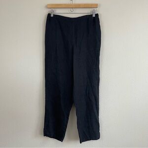 FLAX Black Linen High Rise Pants Size Small Lagenlook Boho